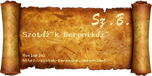Szoták Bereniké névjegykártya